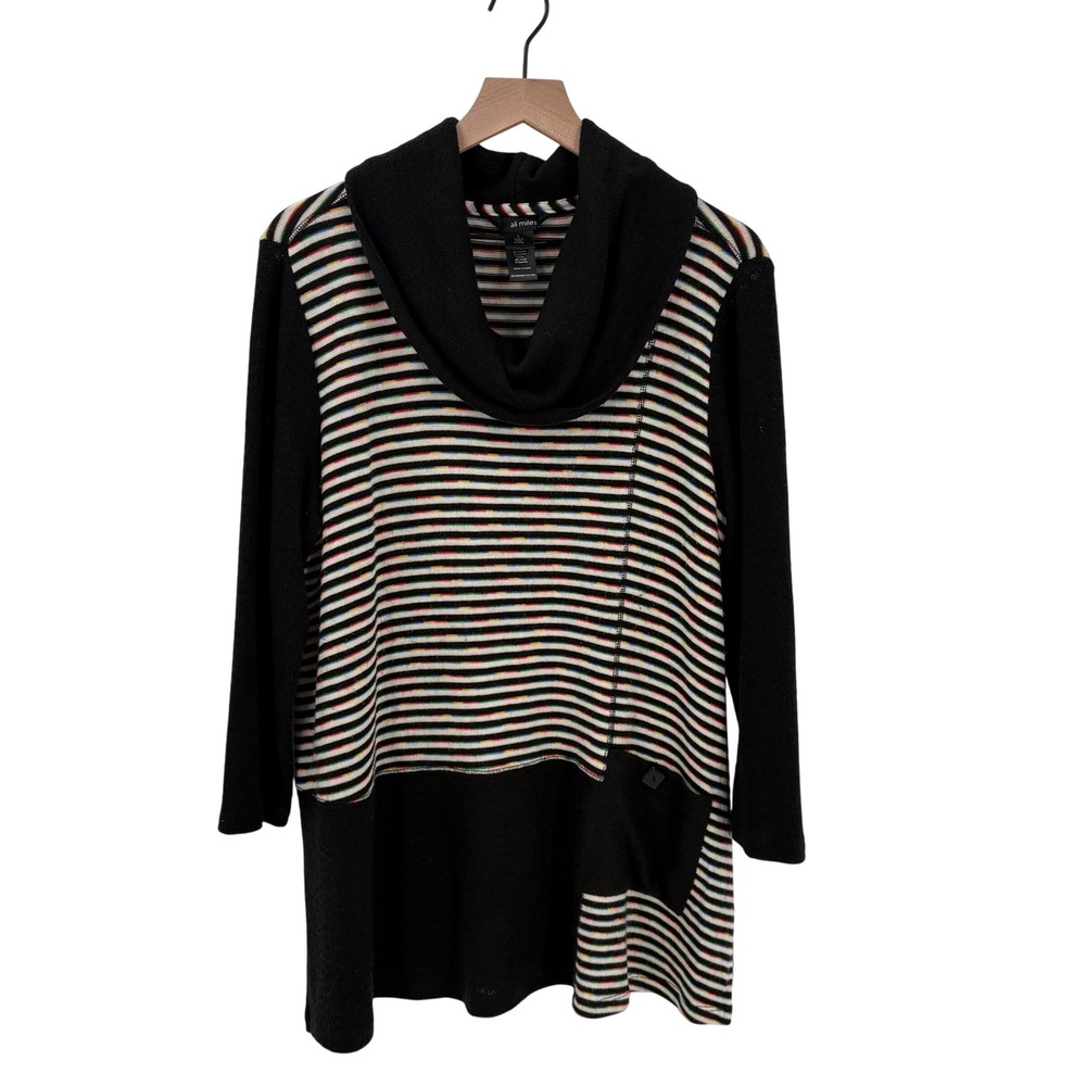 Ali‎ Miles Cowl Neck Colorful Stripe Sweater Size Large